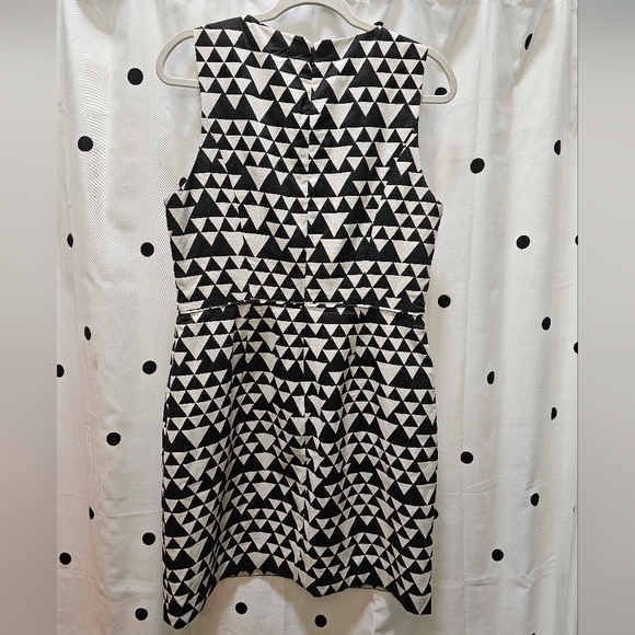 J Crew Factory black and white geometric print dress size 12 - Picture 6 of 8